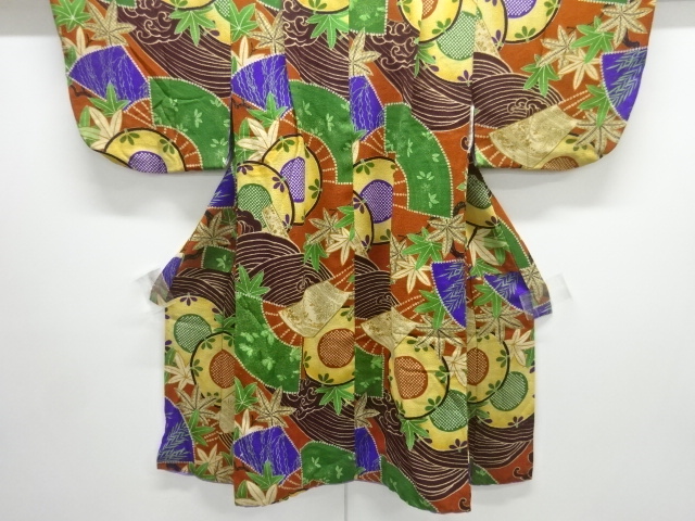 JAPANESE KIMONO / ANTIQUE KIMONO / DRUM PATTERN CREPE FAN